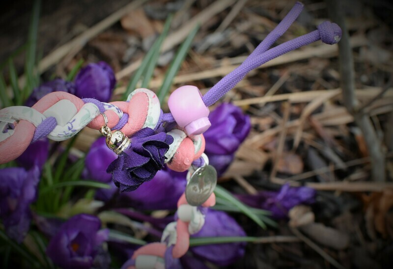 EM-Kette Stern und Anker rosa-lila / EM-Keramikketten/ EM-Keramik Halsband gegen Zecken