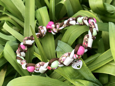 EM-Kette Flower fuchsia / EM-Keramikketten / EM-Keramik Halsband gegen Zecken