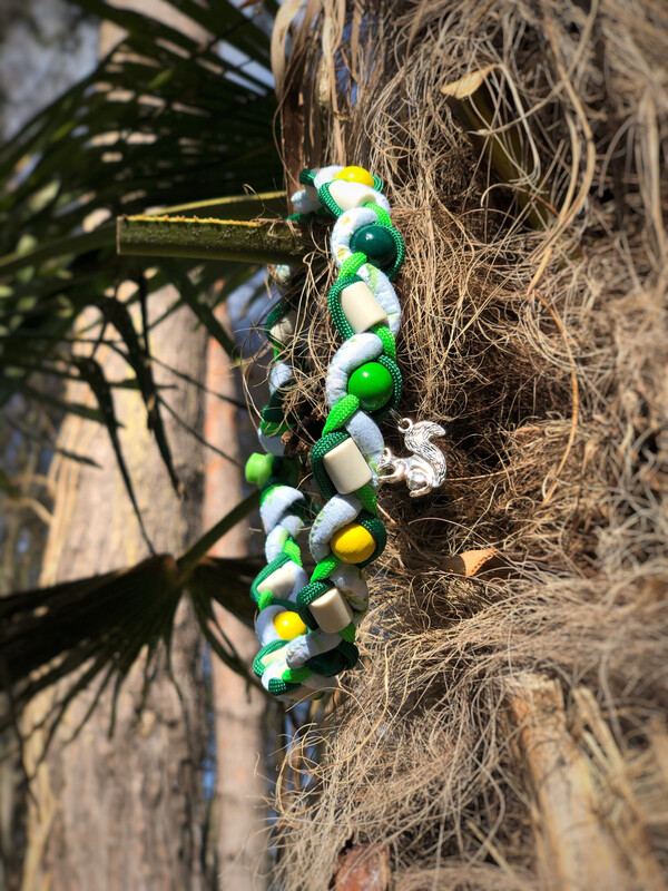 EM-Kette flower blue and green  / EM-Keramikketten / EM-Keramik Halsband gegen Zecken