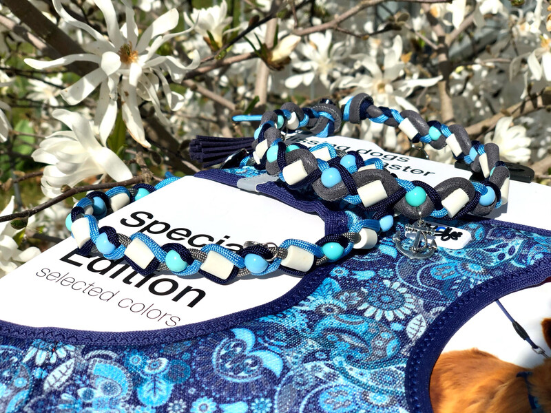 EM-Kette BLAU zu CURLI SE21 / EM-Keramikketten / EM-Keramik Halsband gegen Zecken