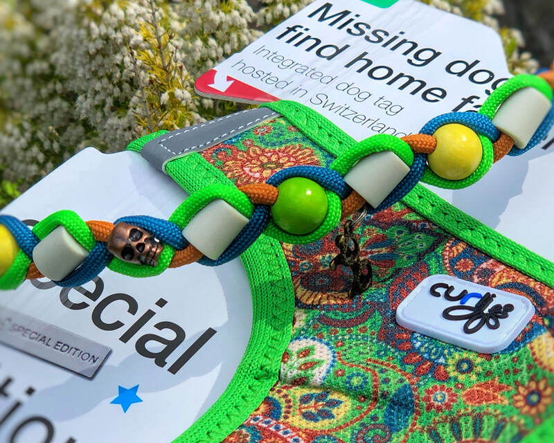 EM-Kette GRÜN Floral zu CURLI SE21 / EM-Keramikketten / EM-Keramik Halsband gegen Zecken
