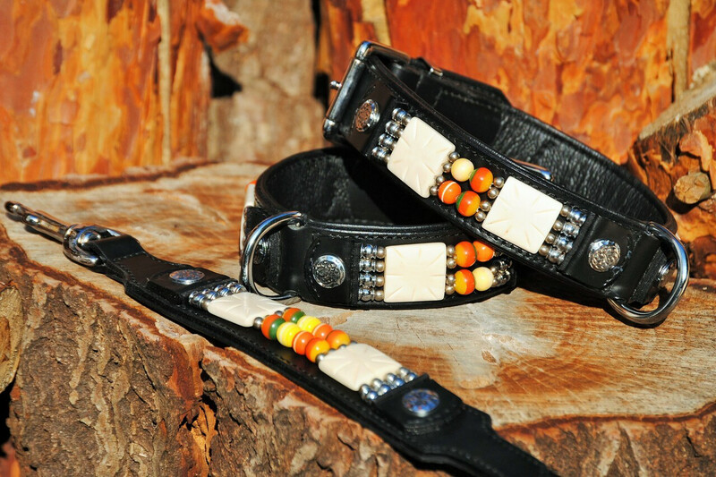 Lederhalsband Indian Dox Colours black Indianer Style