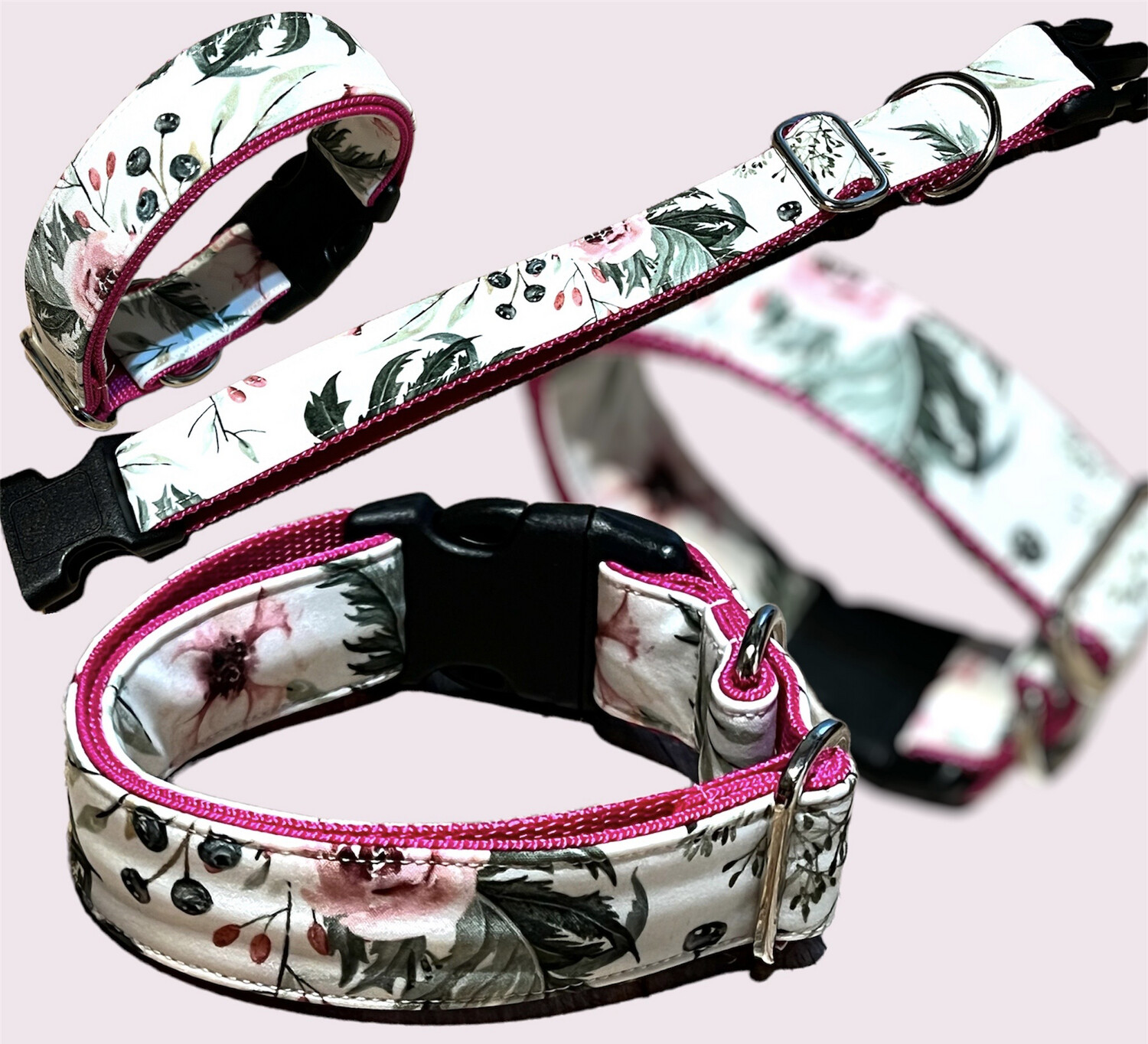 Softshellhalsband pink weiß rosa Halsumfang ca. 32-50cm