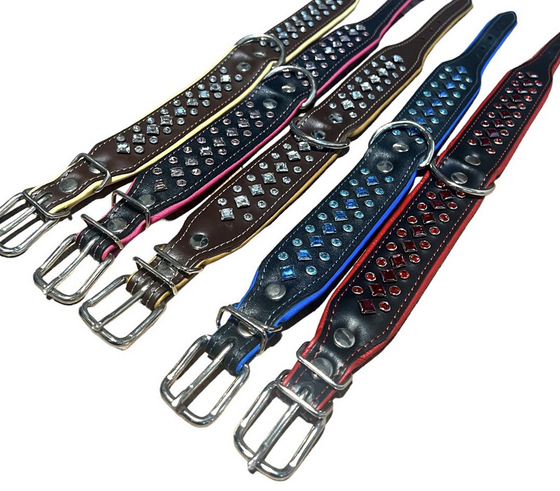 Lederhalsband 3 reihig KRISTALLVERZIERT %%%AUSLAUFARTIKEL%%%