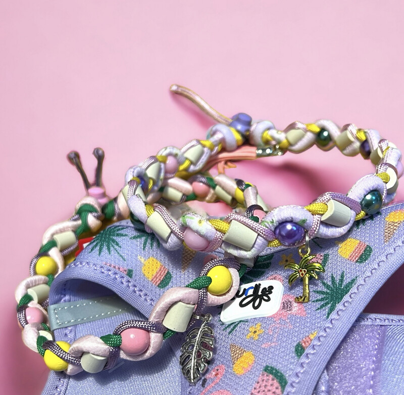 EM-Kette LAVENDEL-FLAMINGO zu CURLI SE23/ EM-Keramikketten / EM-Keramik Halsband gegen Zecken