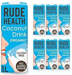 Rude Health 6 x 1 Litre Organic Coconut Dairy-Alt Milk, 100% Natural Organic