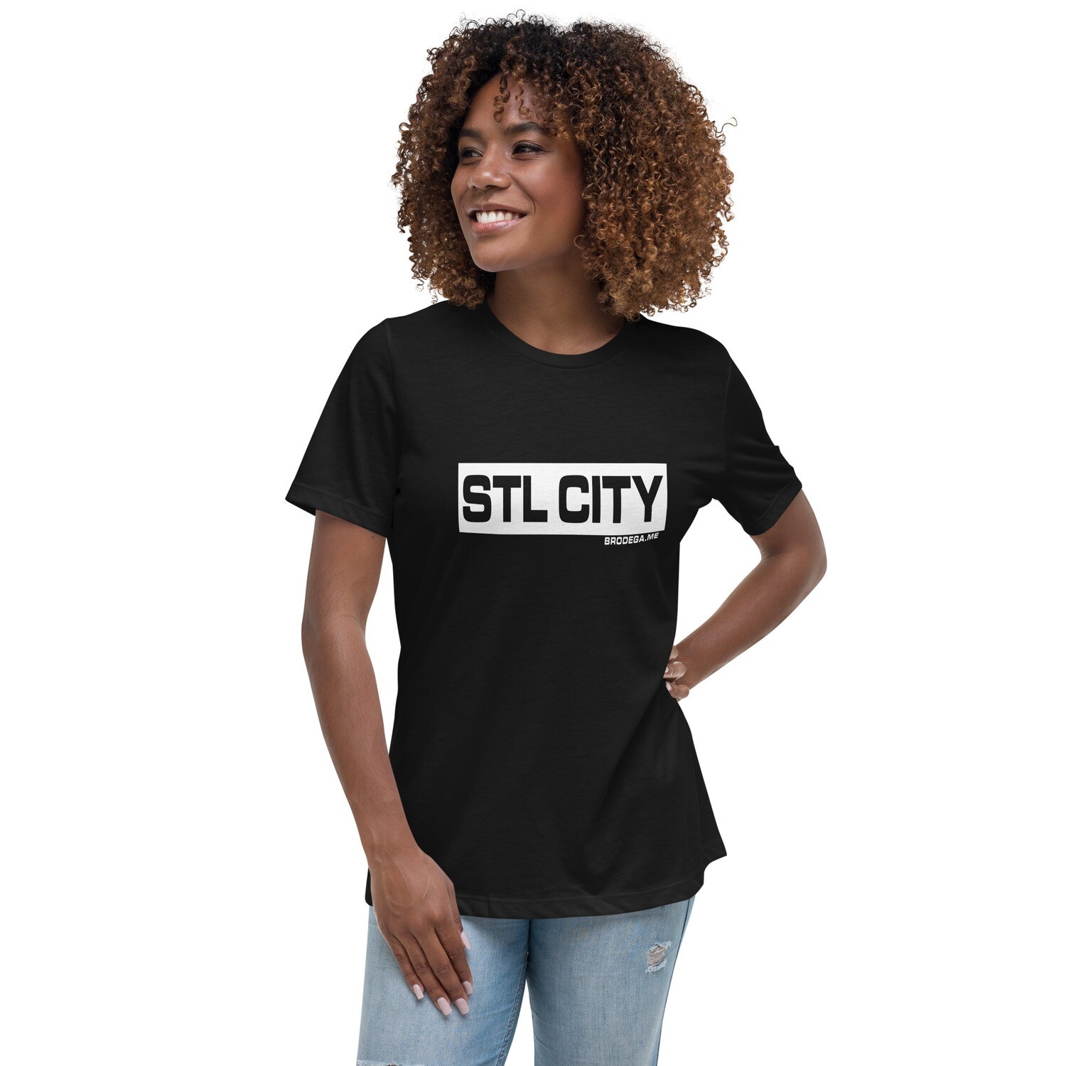 STL CITY Women's Relaxed T-Shirt, Color: Black, Size: S