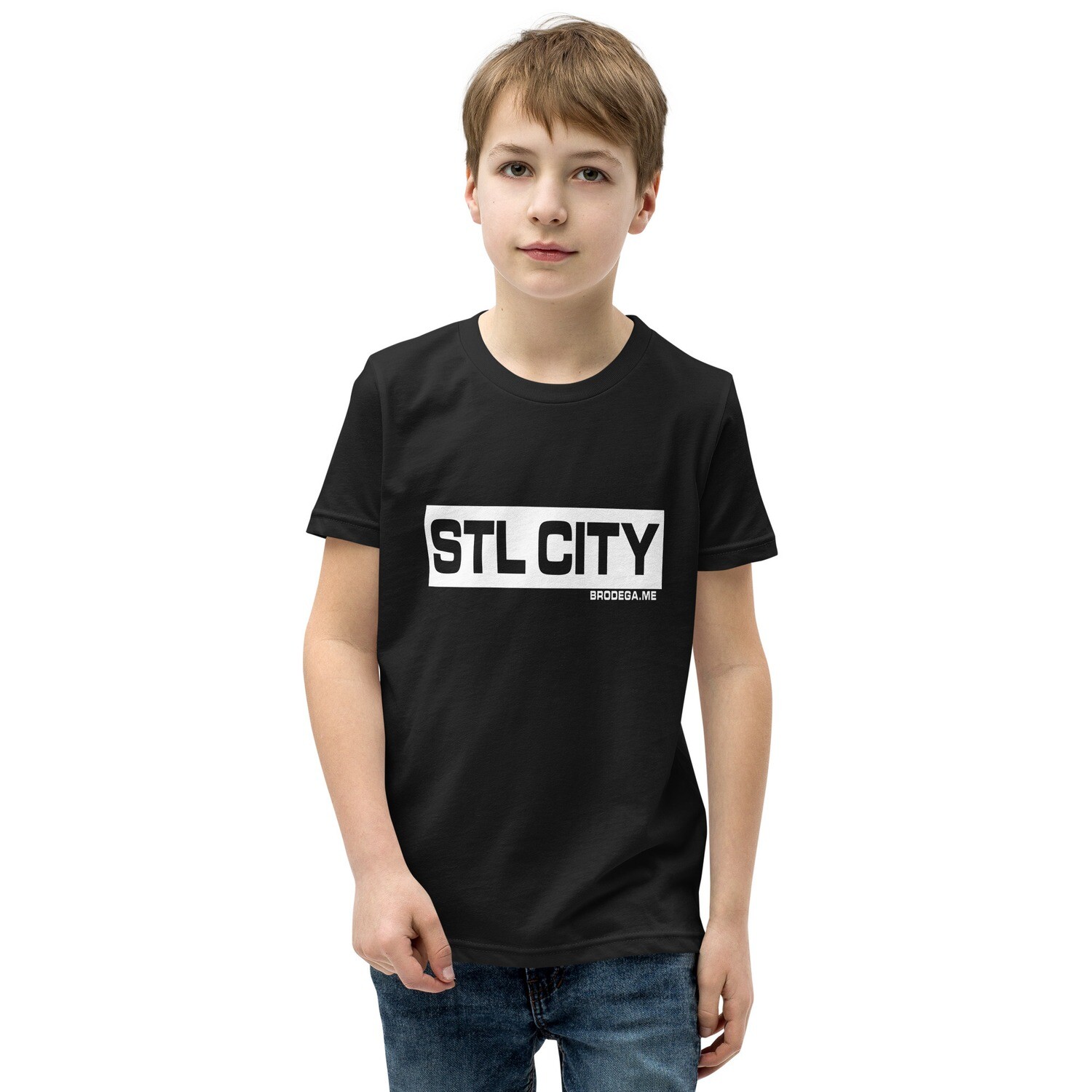 STL CITY Black Youth Short Sleeve T-Shirt, Size: S