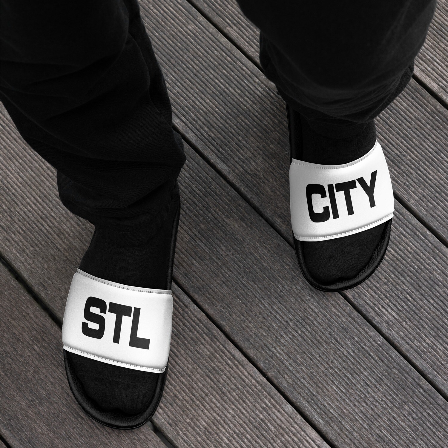 STL CITY Men’s slides, Color: Black, Size: 6.5