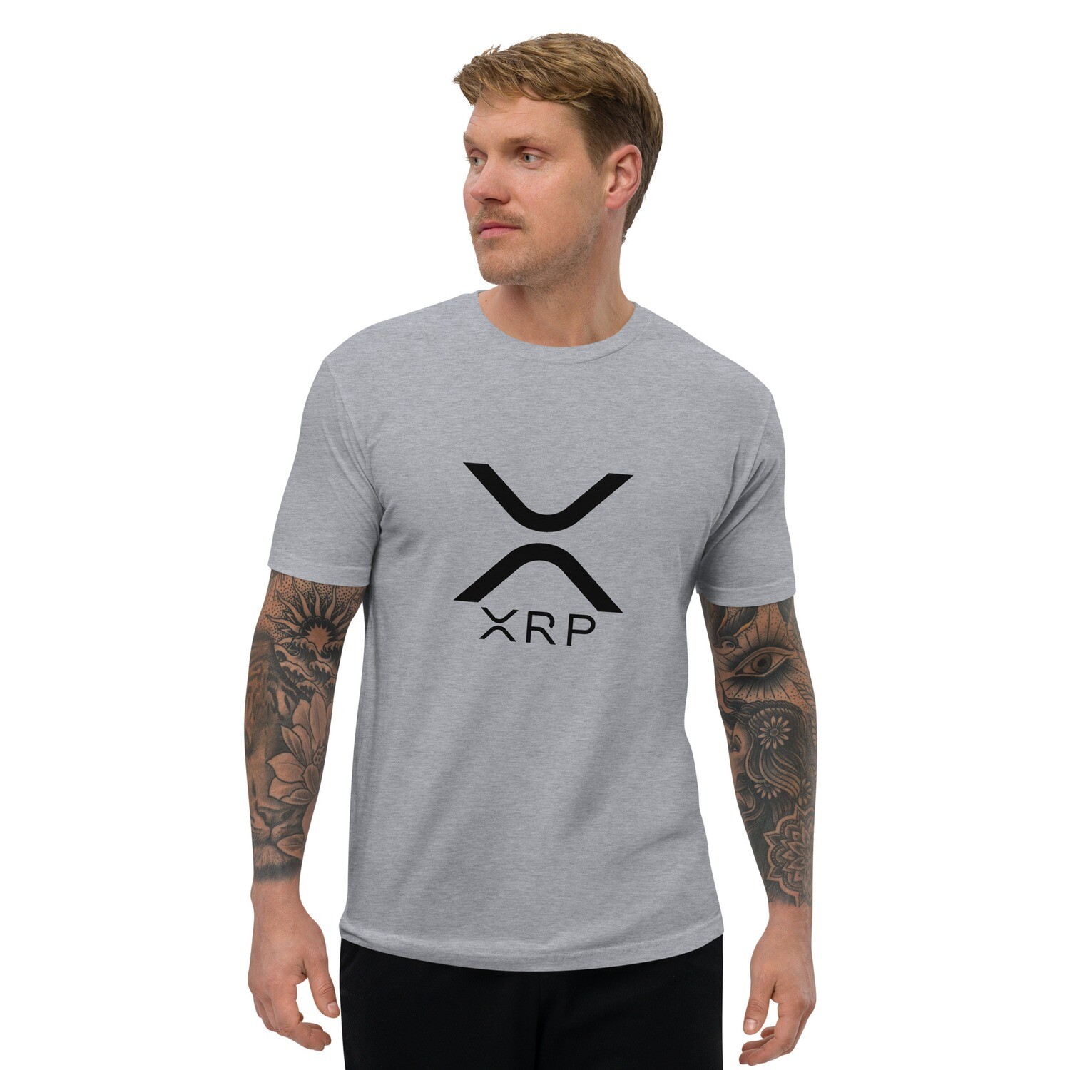 XRP Black Short Sleeve T-shirt, Color: Heather Grey, Size: XS
