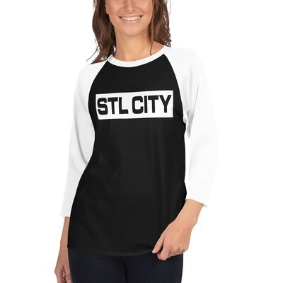 STL CITY Black/White 3/4 sleeve raglan shirt