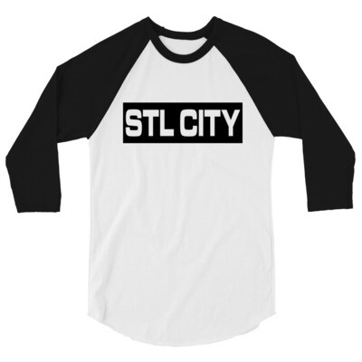 STL CITY White/Black 3/4 sleeve raglan shirt