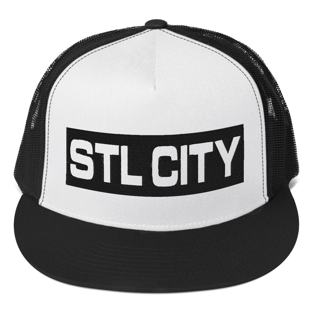 STL CITY Black White Trucker Cap