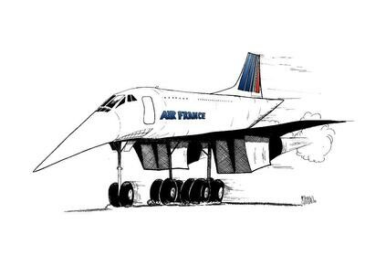 Concorde SST - Limited Edition Aviation Caricature 11"x17" Print by Michael Hopkins