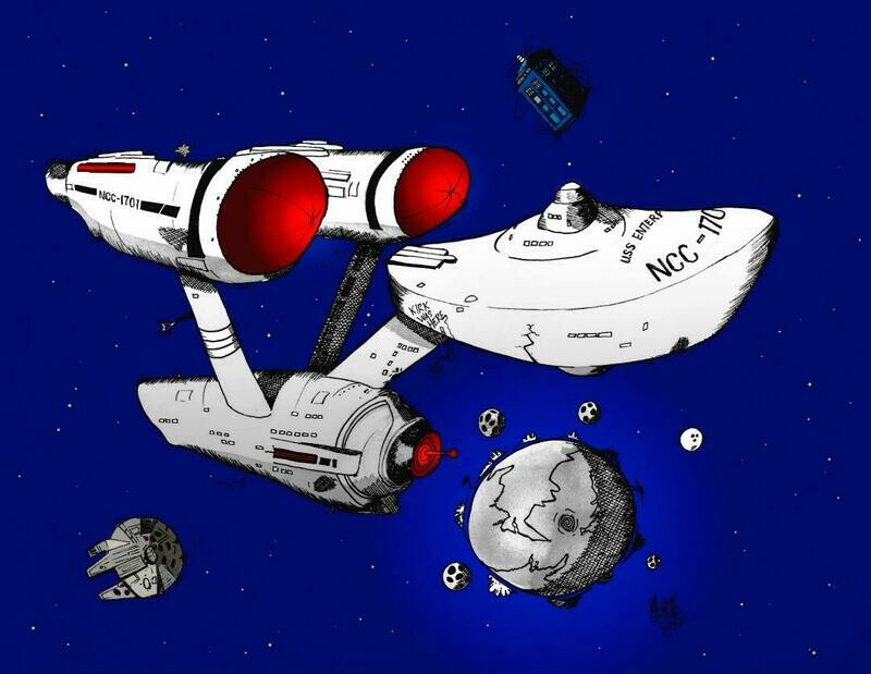 USS Enterprise - 11&quot; x 17&quot;  Aviation Caricature Limited Edition Color Prints by Michael Hopkins