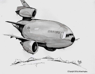 USAF KC-10 Extender Original Pen & Ink Aviation Caricature