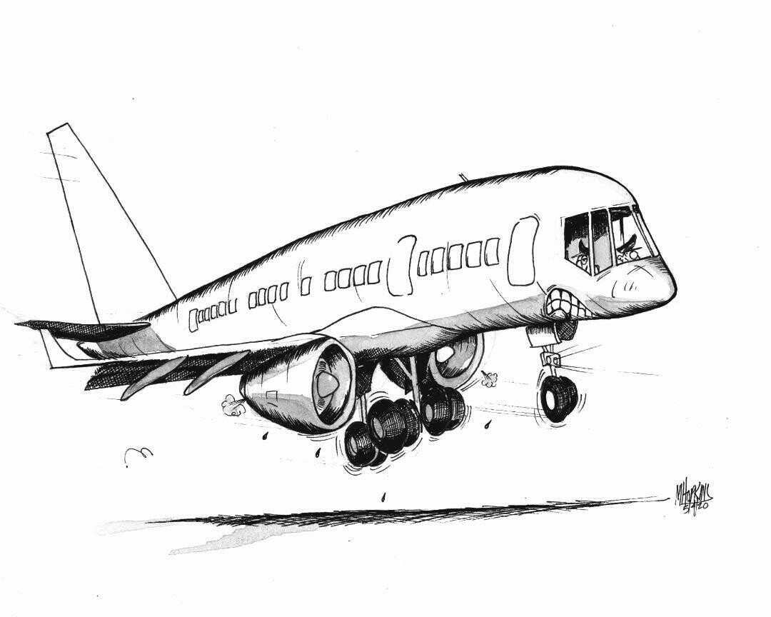 Boeing 757 - Original Drawing - 11"x 14" Aviation Caricature by Michael Hopkins.