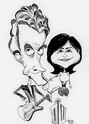 Doctor Who and Clara Original Caricature by Michael Hopkins