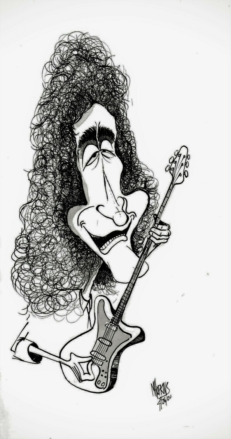 Brian May Original Caricature by Michael Hopkins