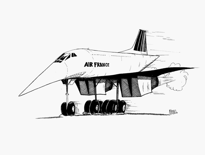 SST - Original Drawing - 9&quot;x 14&quot; Aviation Caricature