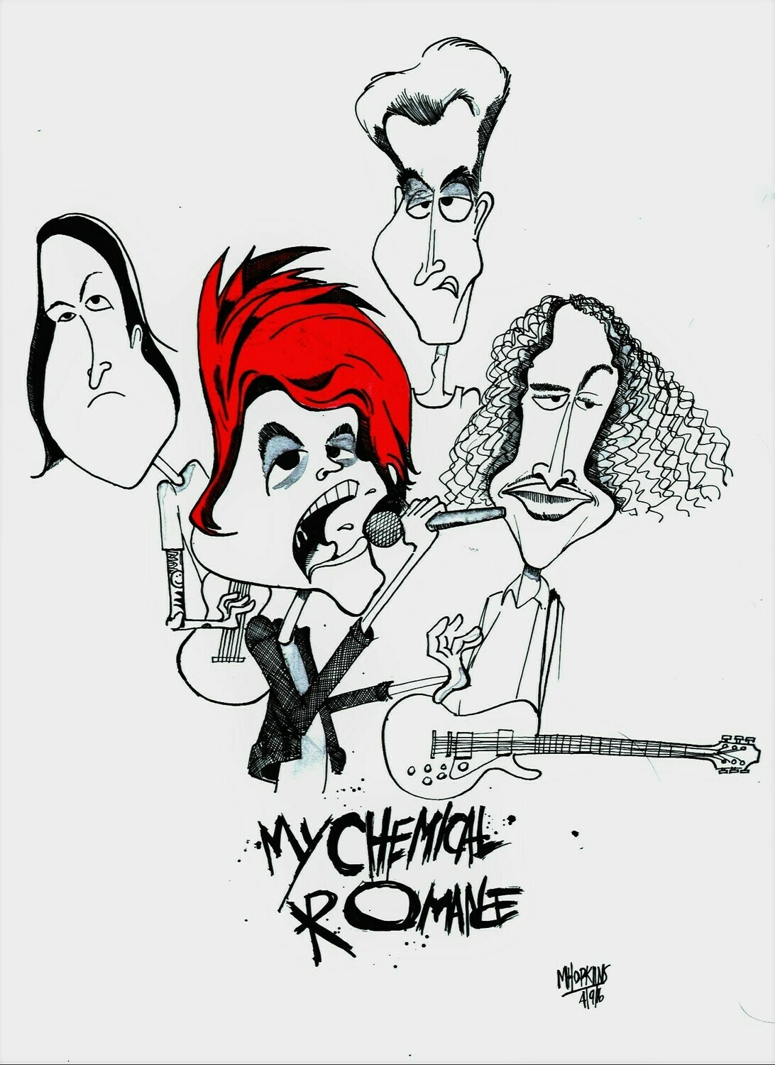 My Chemical Romance Original Caricature by Michael Hopkins