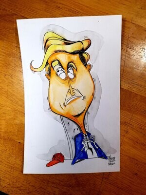 Former President Trump Original 8 1/2"x 5 1/2"  "Quick" Caricature by Michael Hopkins