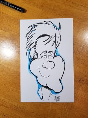 Jay Leno - 8 1/2"x 5 1/2" Quick" Caricature by Michael Hopkins