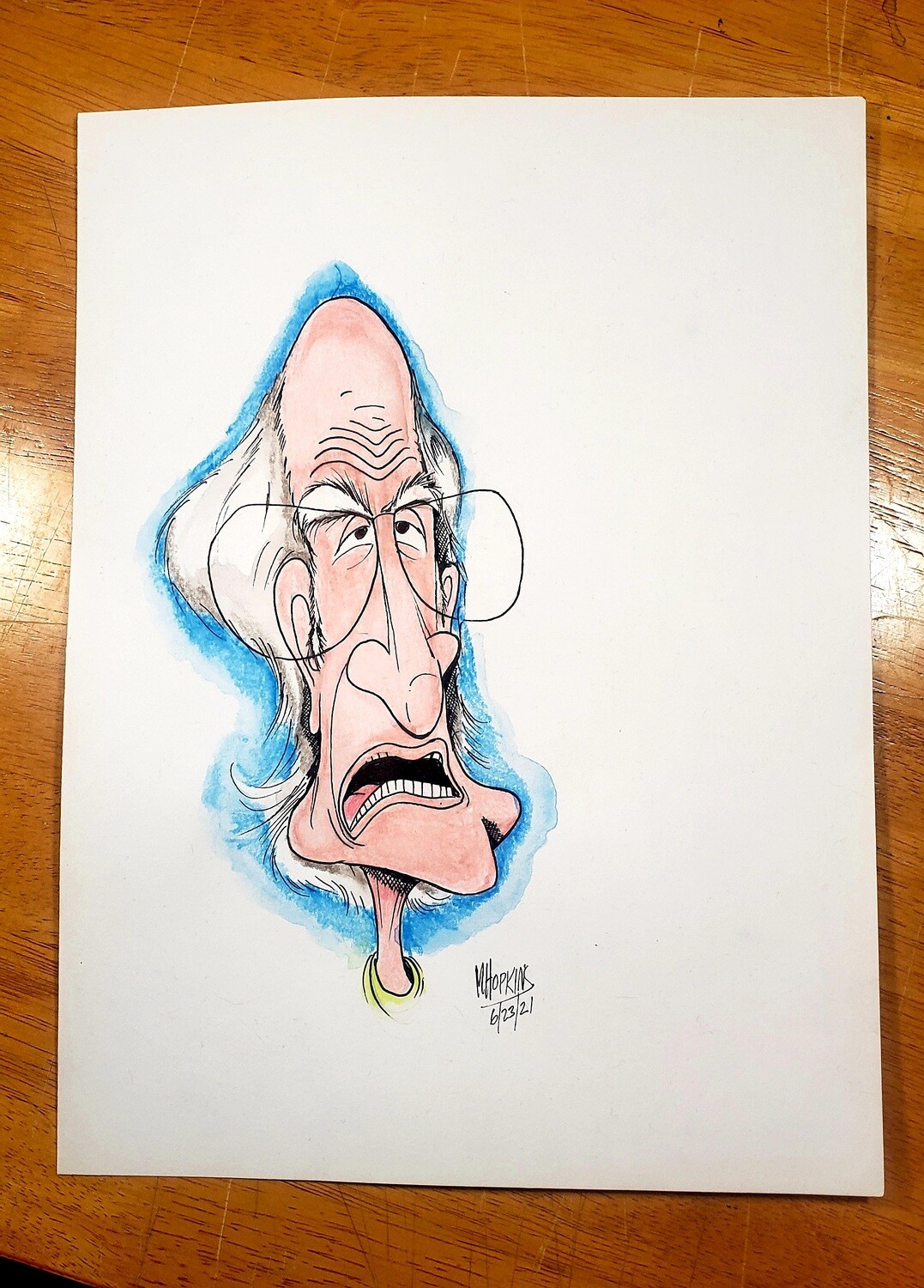 Larry David - Original 9"x 12" Quick Caricature by Michael Hopkins