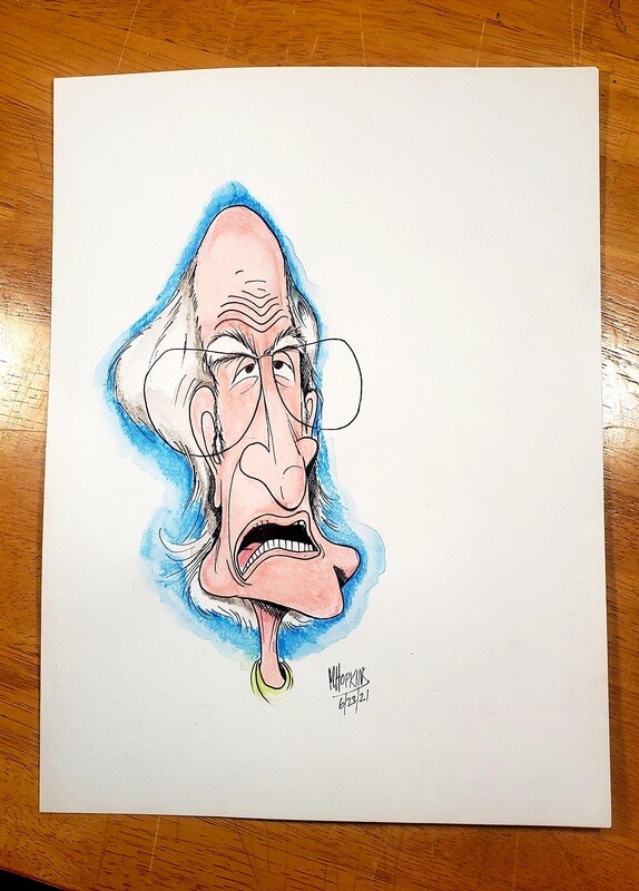 Larry David - Original 9&quot;x 12&quot; Quick Caricature by Michael Hopkins