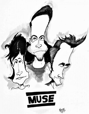 Muse - 10"x 14" Original Pen and Ink Caricature by Michael Hopkins.
