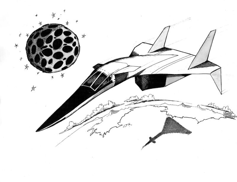 XB-70 VALKYRIE - Original Drawing - 11&quot;x 14&quot; Aviation Caricature by Michael Hopkins.