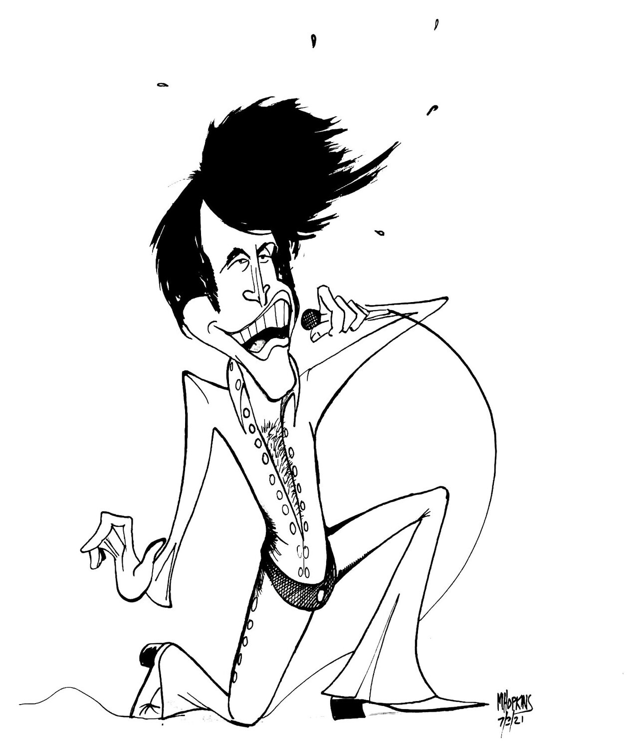 Elvis Presley '70 Original Caricature by Michael Hopkins