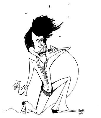 Elvis Presley '70 - Original Drawing -11"x 16" Pen & Ink Caricature by Michael Hopkins