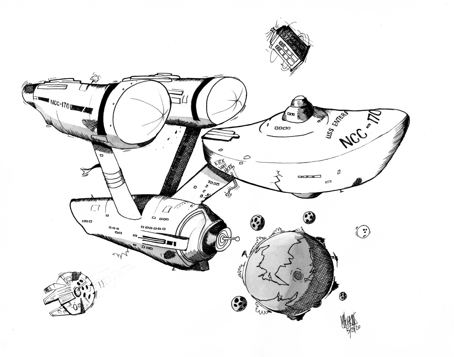 USS Enterprise - Caricature Limited Edition Giclée Prints from $75 to $100