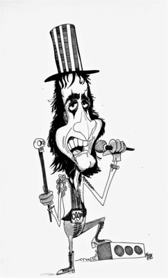 Alice Cooper - Original Drawing - 10"x 15" Pen & Ink Caricature by Michael Hopkins.