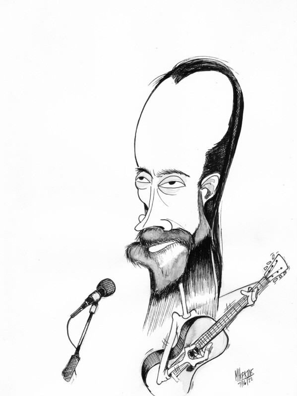 Thom Yorke - Signed Original 9&quot; x 12&quot; Pen &amp; Ink Caricature by Michael Hopkins