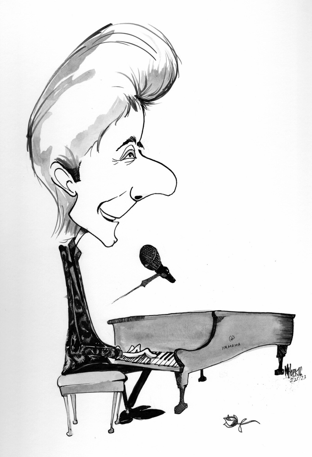 Barry Manilow - Original 10"x 15" Pen & Ink Caricature by Michael Hopkins.