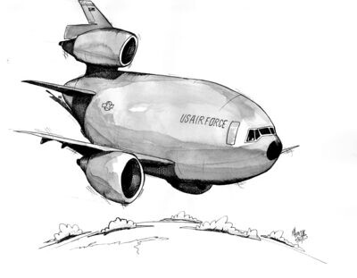 USAF KC-10 Extender - Original Drawing - Aviation Caricature by Michael Hopkins
