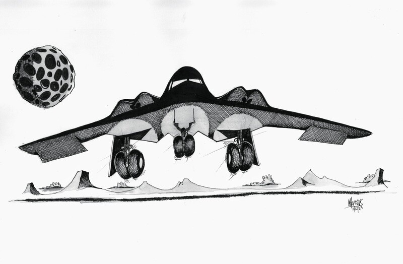 Northrop Grumman B-2 Stealth Bomber - 11&quot; x 17&quot; Original Drawing