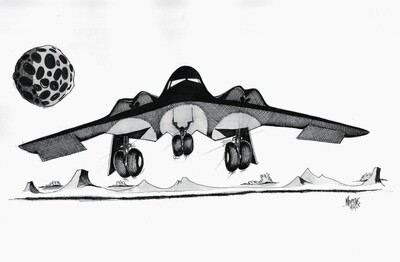 Northrop Grumman B-2 Stealth Bomber - 11" x 17" Original Drawing by Michael Hopkins