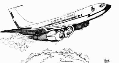 Boeing 707 Original Aviation Caricature by Michael Hopkins