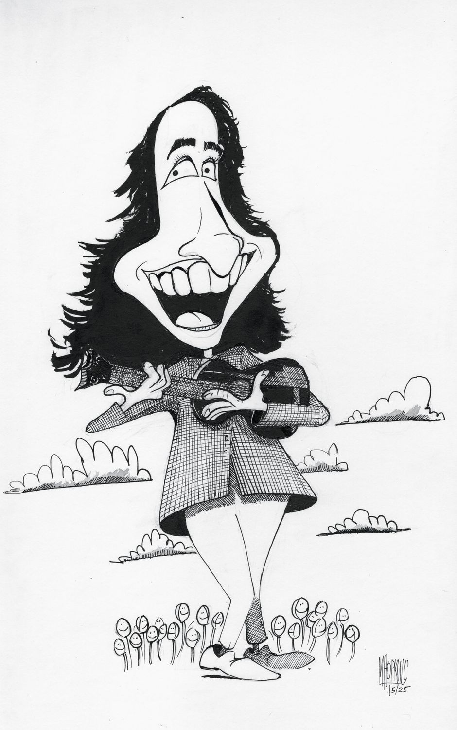 Tiny Tim - Signed Original 10&quot; x 16&quot; Pen &amp; Ink Caricature *One of a Kind - Reproductions will not be authorized by Michael Hopkins