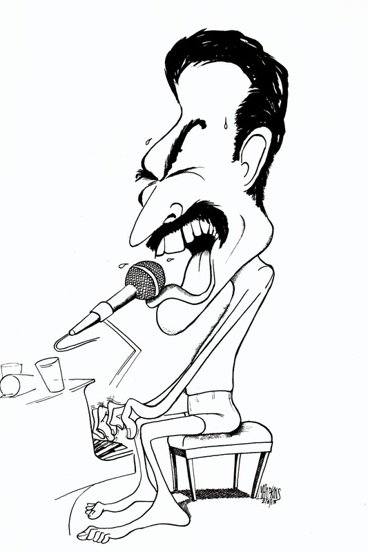 Freddie Mercury - Signed Original 10 1/4" x 13 1/4" Pen &amp; Ink Caricature *One of a Kind - Reproductions will not be authorized by Michael Hopkins