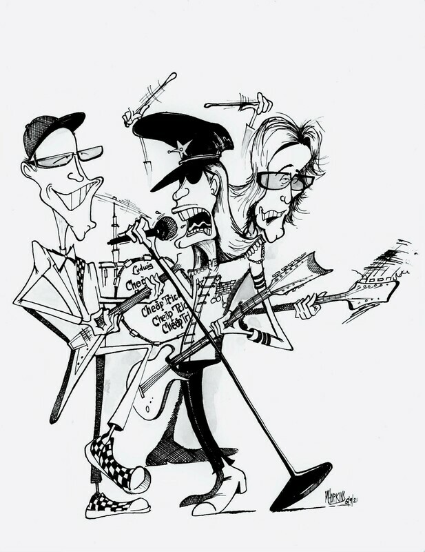 Cheap Trick - Signed Original 11" x 14" Pen &amp; Ink Caricature *One of a Kind - Reproductions will not be authorized by Michael Hopkins