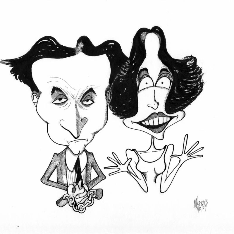 Harry and Bess - Signed Original 10" x 16" Pen &amp; Ink Caricature *One of a Kind - Reproductions will not be authorized by Michael Hopkins
