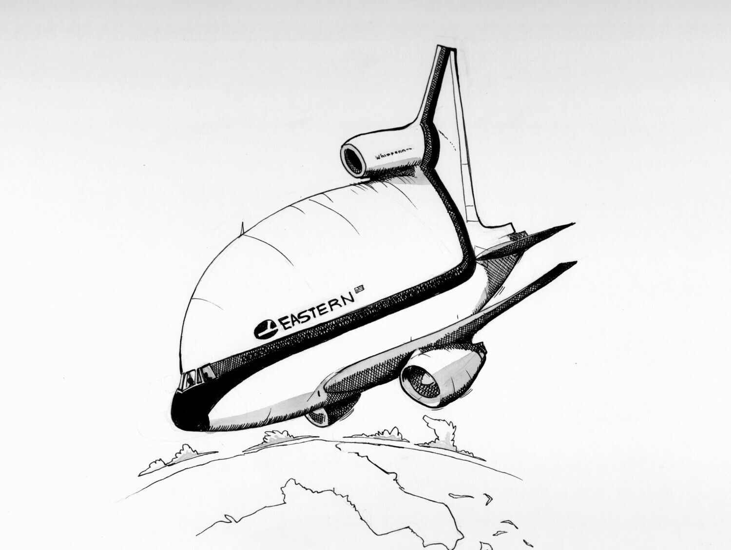 Eastern Airlines L-1011 - 12" x 16" Original Drawing by Michael Hopkins.