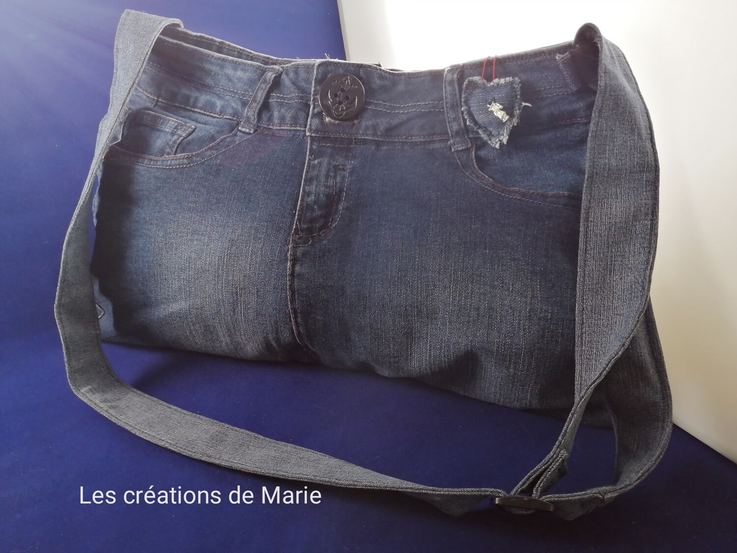 Sac bandoulière en jeans coeur