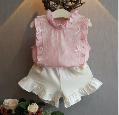 Sweet Ruffle Collar Tank Top and Shorts Set