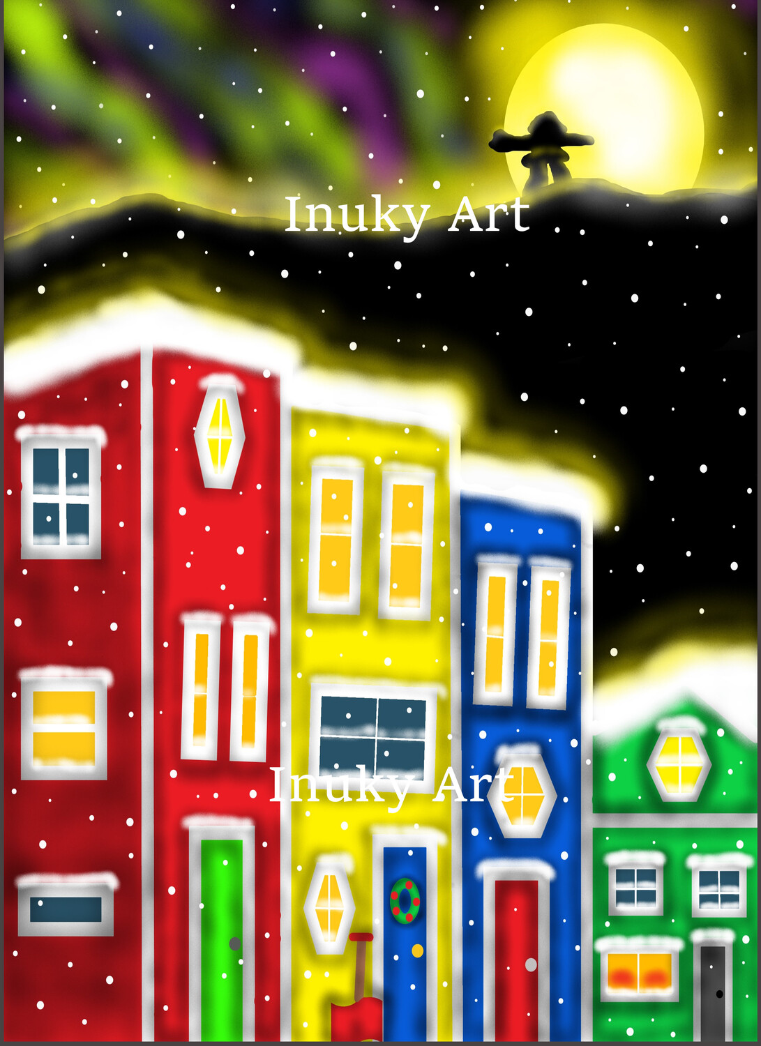 Jelly Bean Row under the Northern Lights