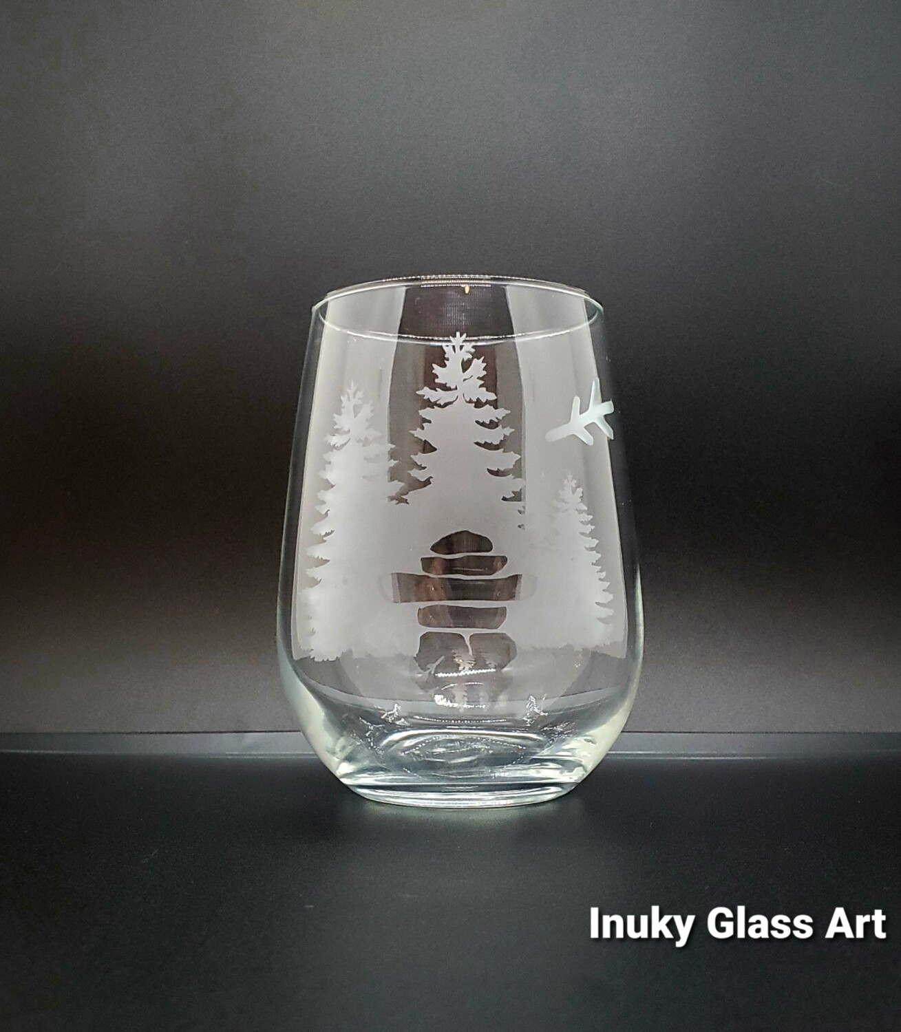 Black Spruce etched glass set